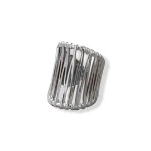 New! Woman Baroque Style Stainless Steel Rings. Silver. One Size.